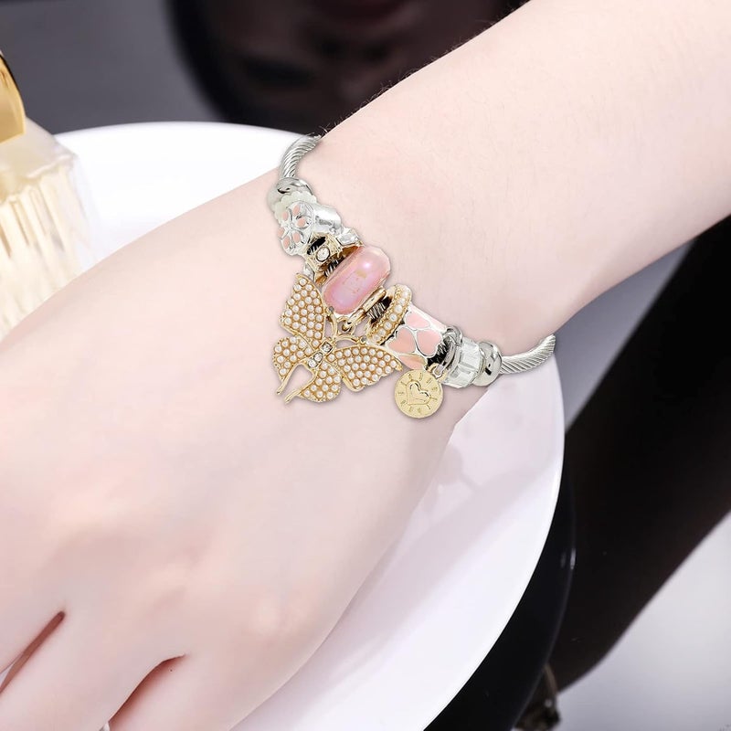 DS Charm Bracelets for girls,exquisite cute cartoon friendship bracelets Silver Stainless Steel Bangle with birthday Gift box, Adjustable girls jewelry Suitable for holiday gifts - Image 5